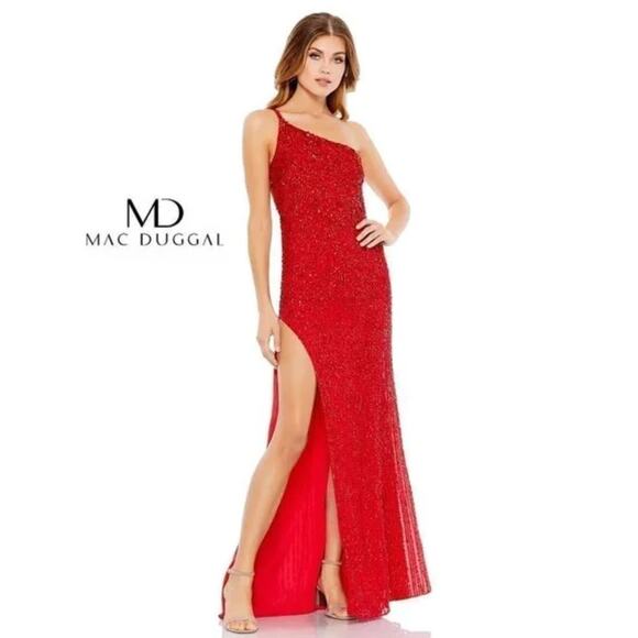 MAC DUGGAL 10711 Red One Shoulder Sequin Gown Women's Size 2 NWT - Picture 11 of 11